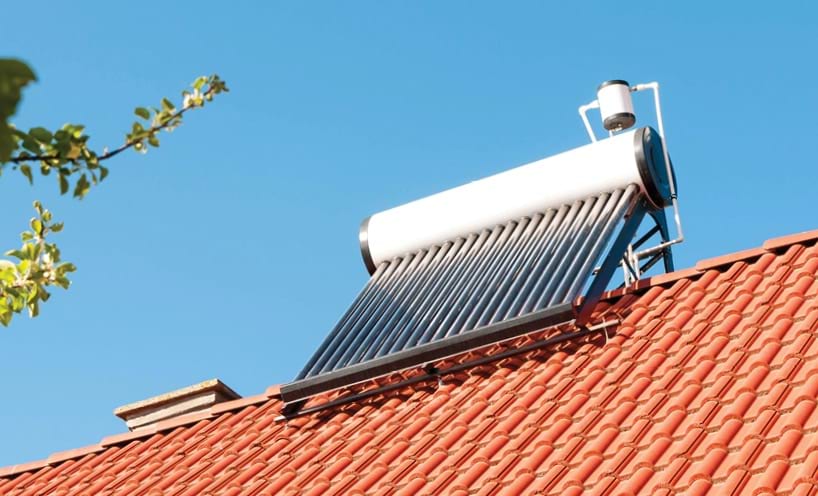 Solar hot water system on roof