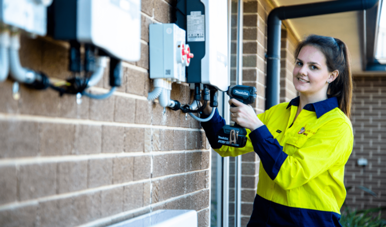 Solar worker installing solar battery