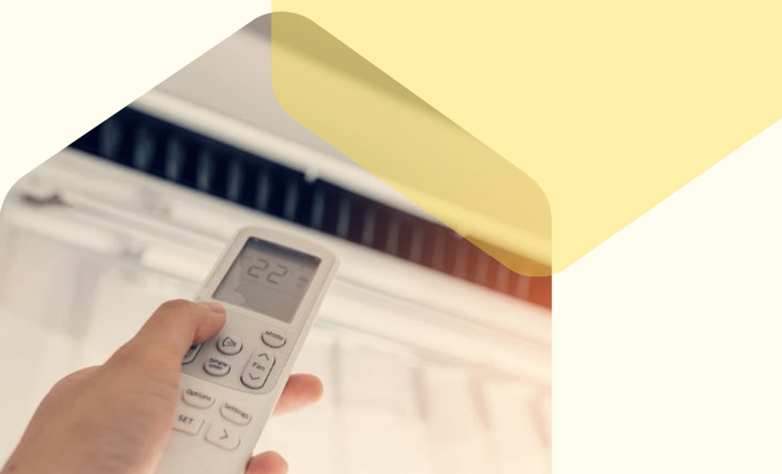 Remote pointing at a split system air conditioner 